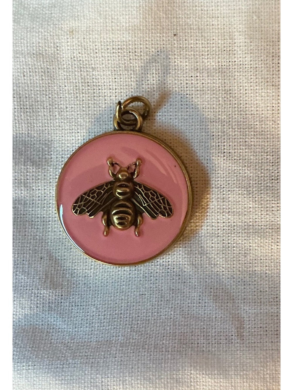 Gucci Pink Enamel Bee Zipper Pull/Charm in Antique Gold
